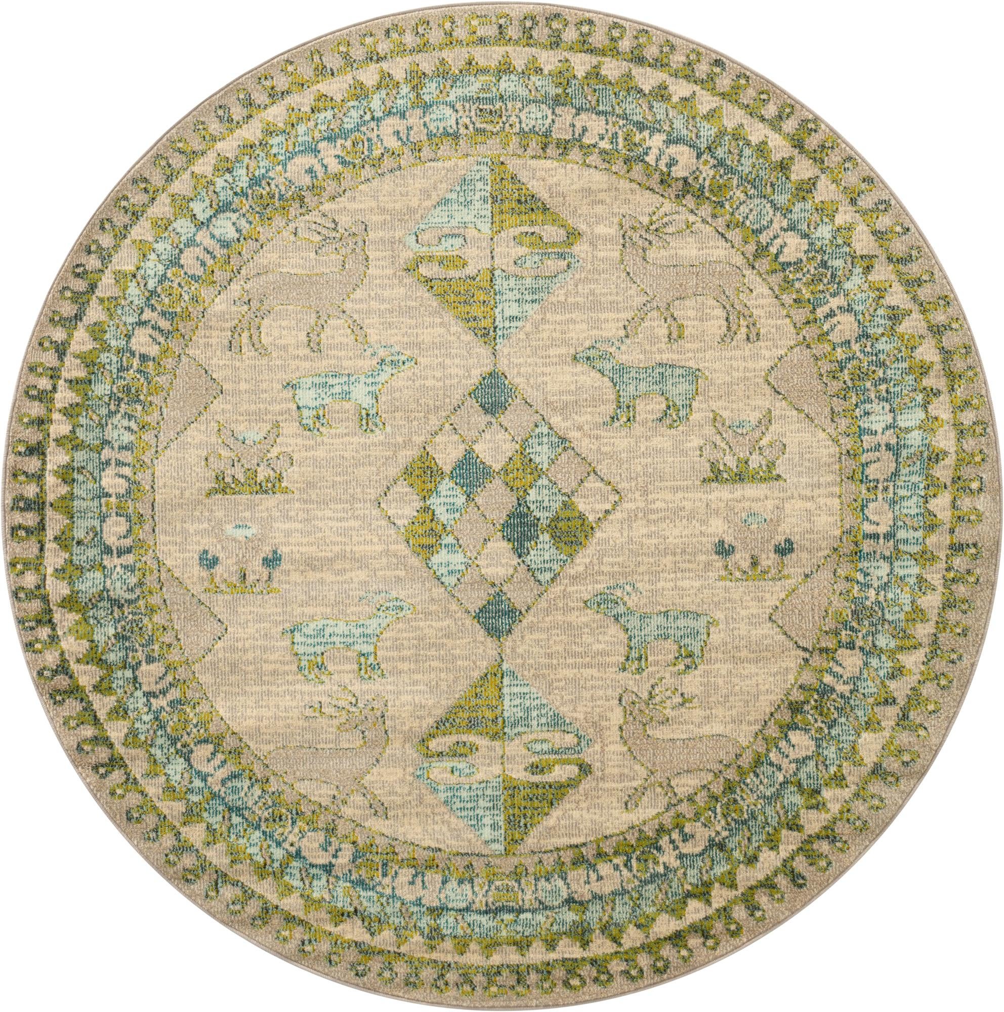 6' x 6'  Washable Santa Fe Round Rug