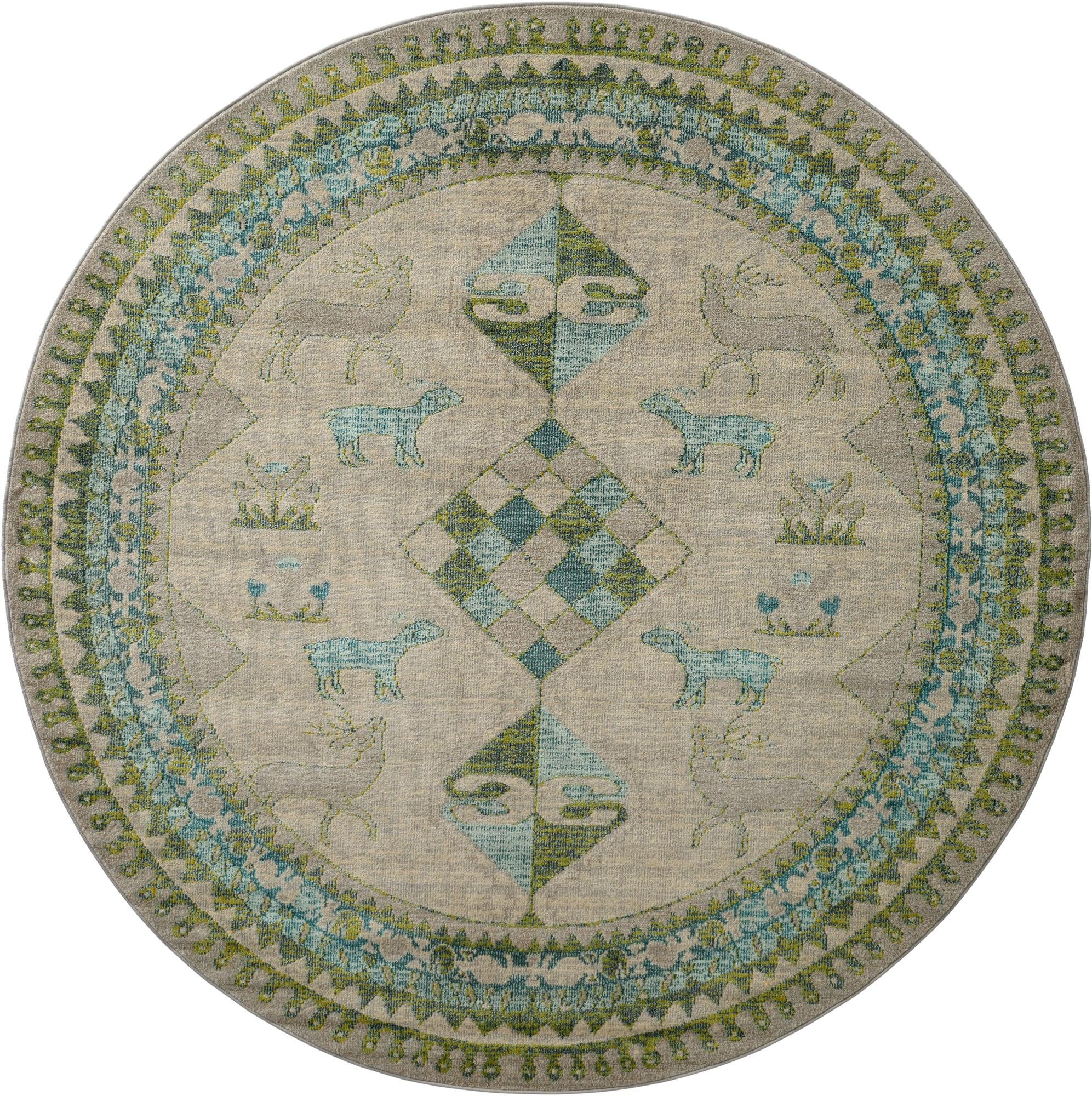 8' x 8'  Washable Santa Fe Round Rug