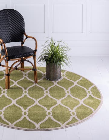 Green Trellis Round Rug