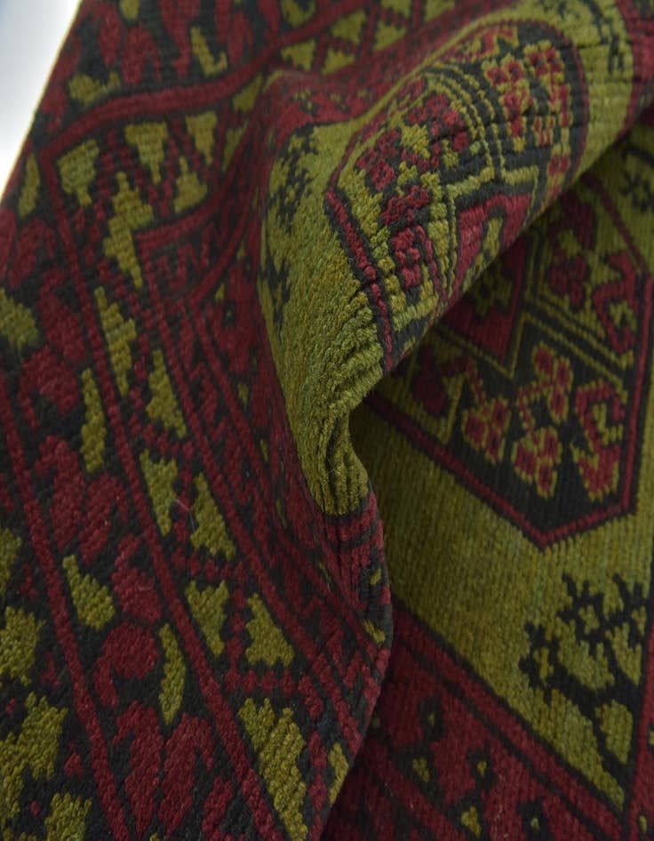 Detail image of 3' 3 x 6' 3 Hand Knotted Afghan Akhche Wool Runner Rug