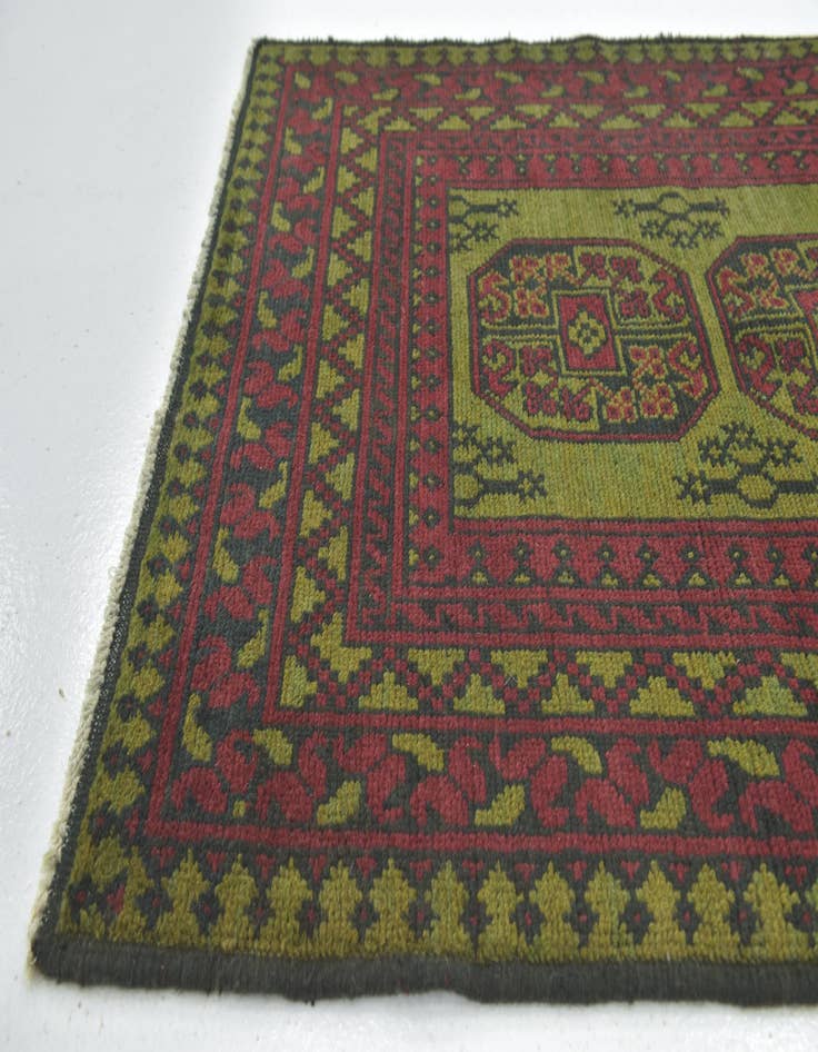 Detail image of 3' 3 x 6' 3 Hand Knotted Afghan Akhche Wool Runner Rug