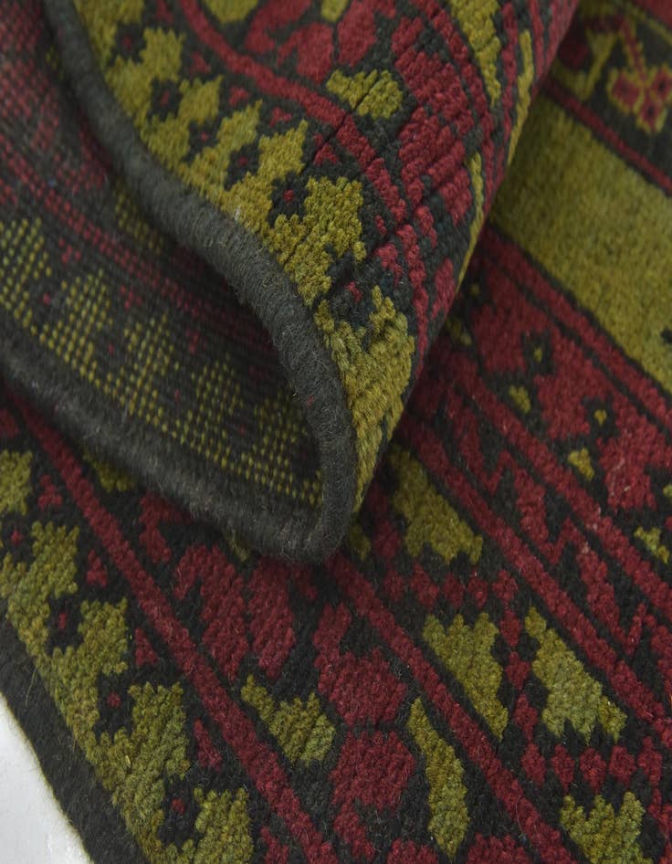 Detail image of 3' 3 x 6' 3 Hand Knotted Afghan Akhche Wool Runner Rug