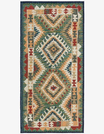 Green Easy-Clean Baja Indoor / Outdoor Runner Rug