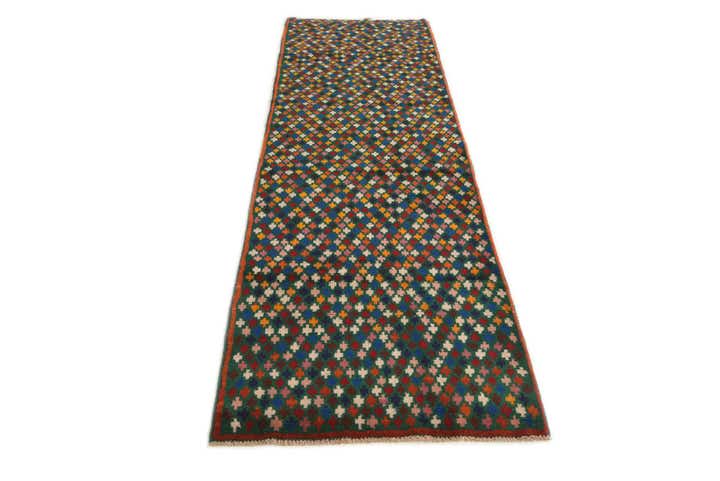 2' 10 x 9' 7 Hand Knotted Balouch Wool Runner Rug