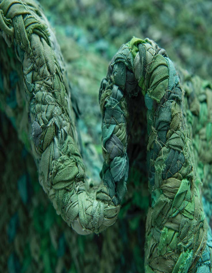 Detail image of 4' x 9' Handmade Braided Chindi Runner Rug