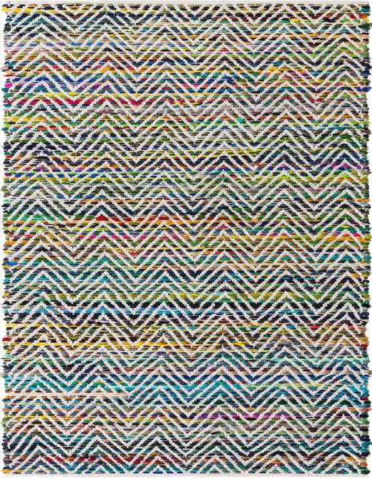 Detail image of 2' 7 x 10' Hand Woven Chindi Chevron Runner Rug