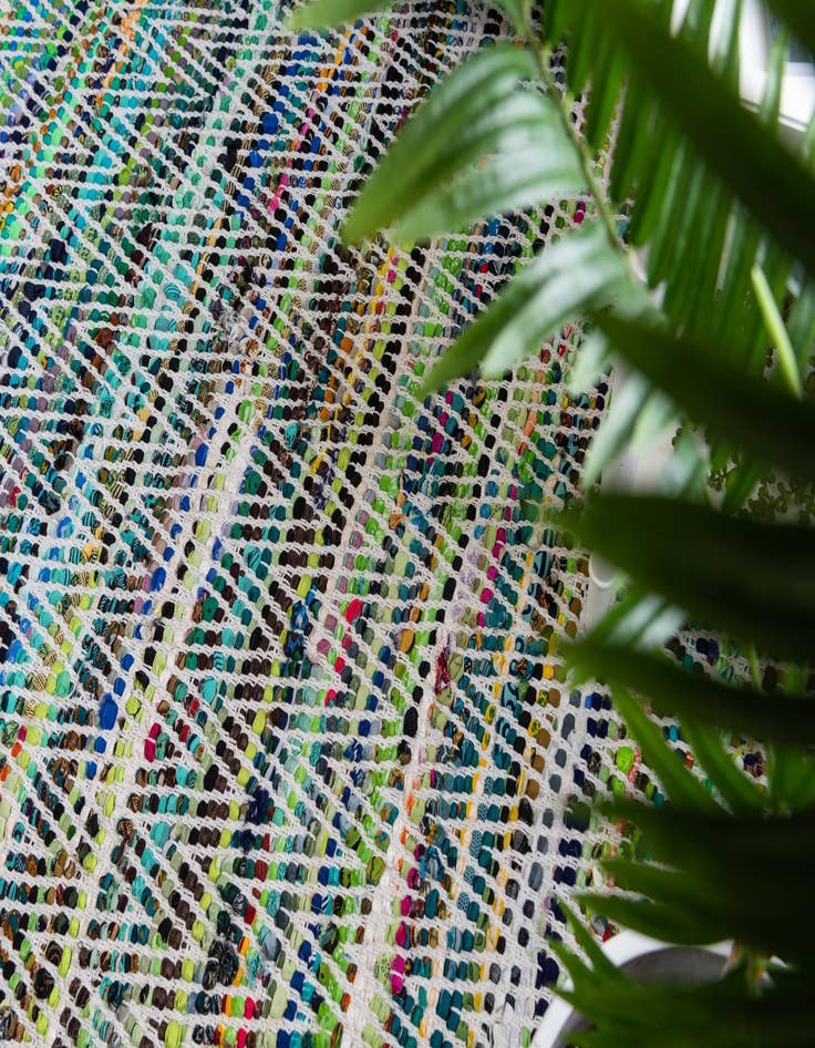 Detail image of 2' 2 x 6' 1  Hand Woven Chindi Chevron Runner Rug