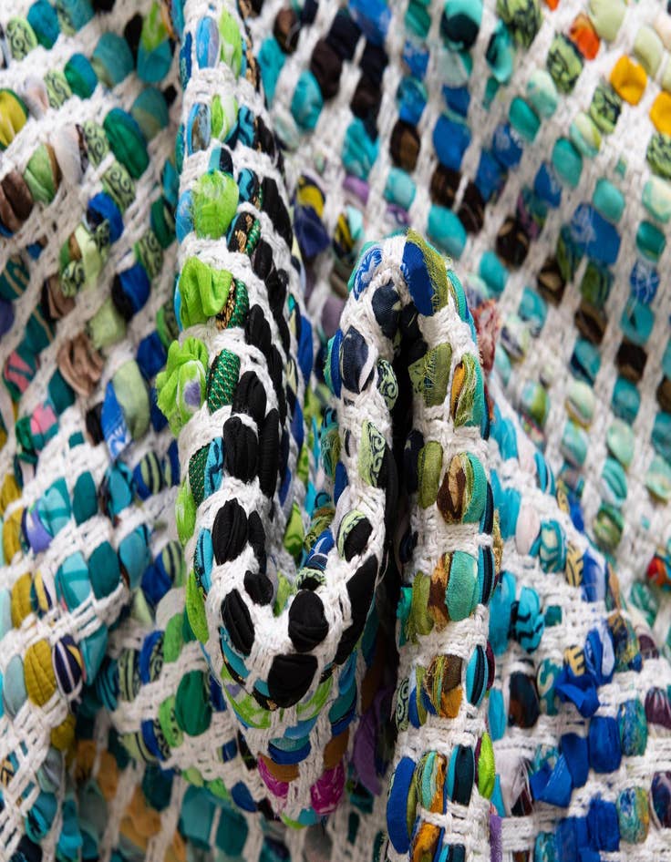 Detail image of 2' 7 x 10'  Hand Woven Chindi Chevron Runner Rug