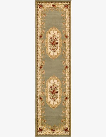 Green Classic Aubusson Runner Rug