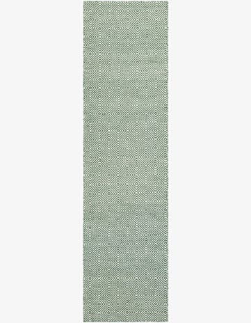 Green Hand Woven Geo Trellis Flatweave Runner Rug