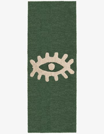 Green Handtufted Wool Runner Rug
