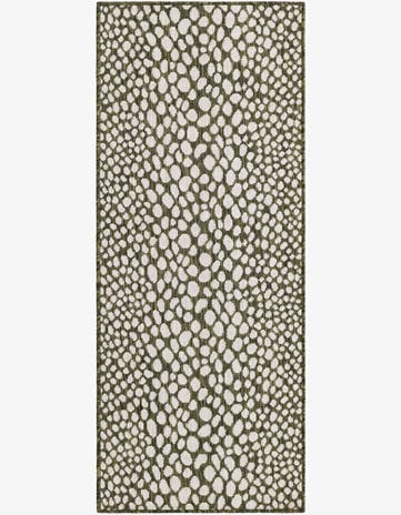 Green Easy-Clean Jill Zarin Indoor / Outdoor Runner Rug