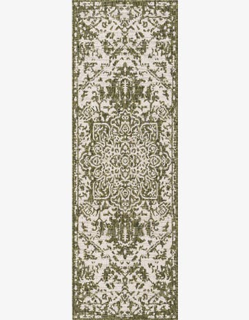 Green Easy-Clean Jill Zarin Dubai Indoor / Outdoor Runner Rug