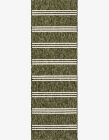 Green Easy-Clean Jill Zarin Anguilla Indoor / Outdoor Runner Rug