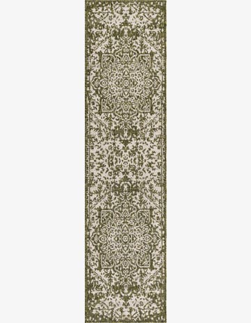 Green Easy-Clean Jill Zarin Dubai Indoor / Outdoor Runner Rug