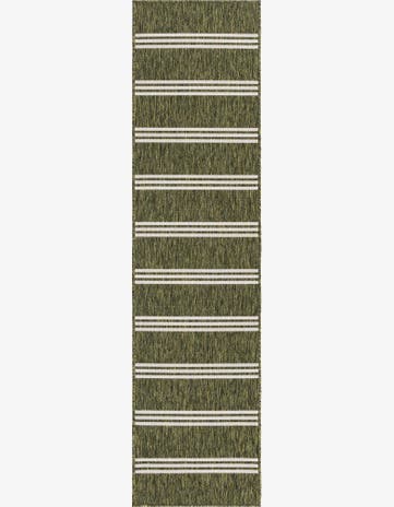 Green Easy-Clean Jill Zarin Anguilla Indoor / Outdoor Runner Rug