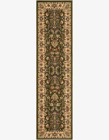 Green Kashan Design Runner Rug