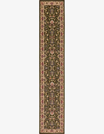 Green Kashan Design Runner Rug