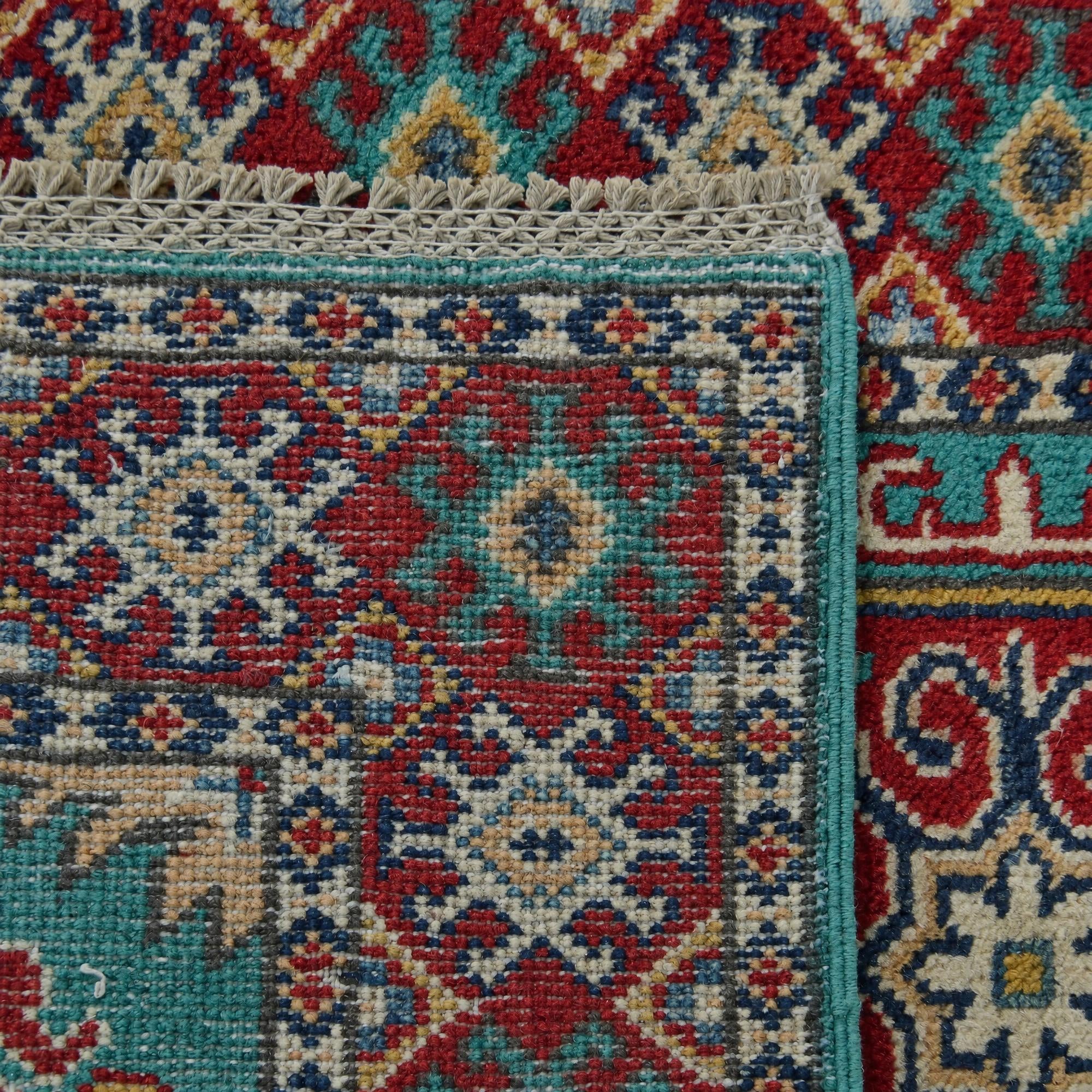 65cm x 180cm anudado a mano Kazak Alfombra Pasillera