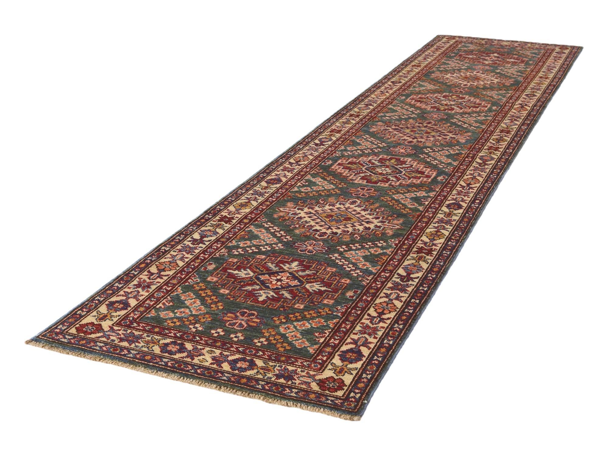 2' 5 x 10' 6 Hand Knotted Kazak Runner Rug