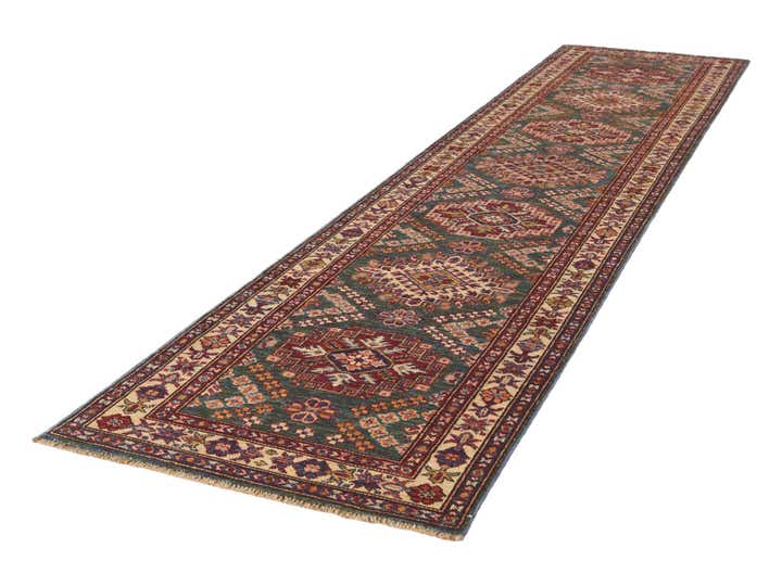 2' 5 x 10' 6 Hand Knotted Kazak Runner Rug