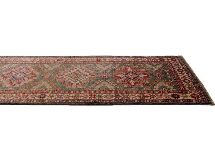 2' 4 x 10' 6 Hand Knotted Kazak Runner Rug