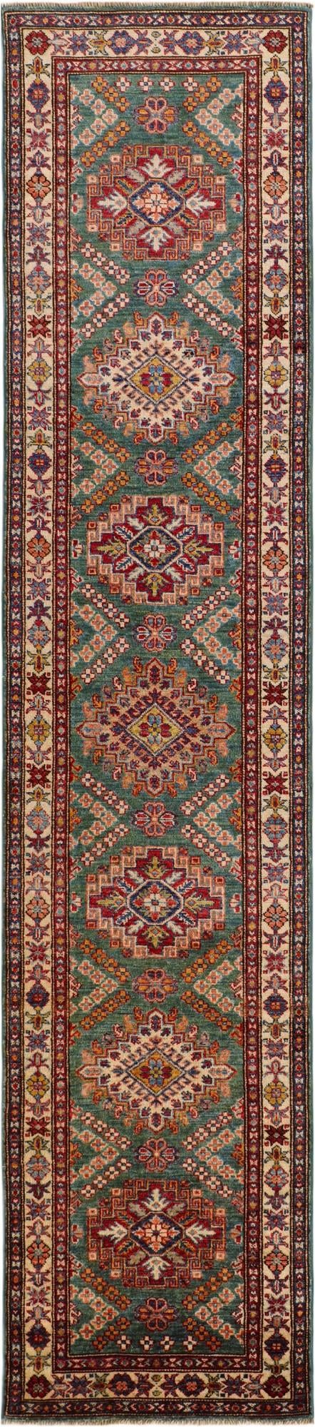 2' 4 x 10' 6 Hand Knotted Kazak Runner Rug