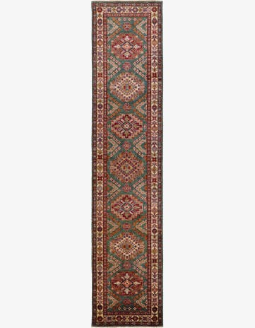 2' 4 x 10' 6 Hand Knotted Kazak Runner Rug