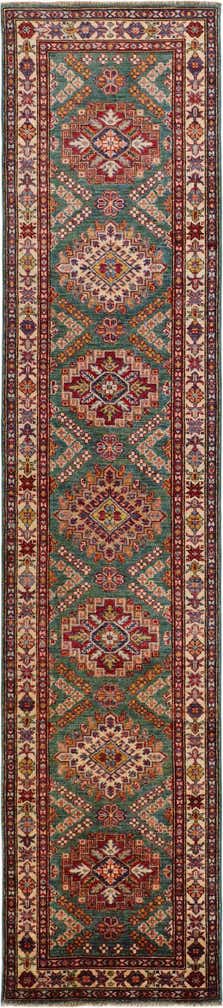 2' 4 x 10' 6 Hand Knotted Kazak Runner Rug