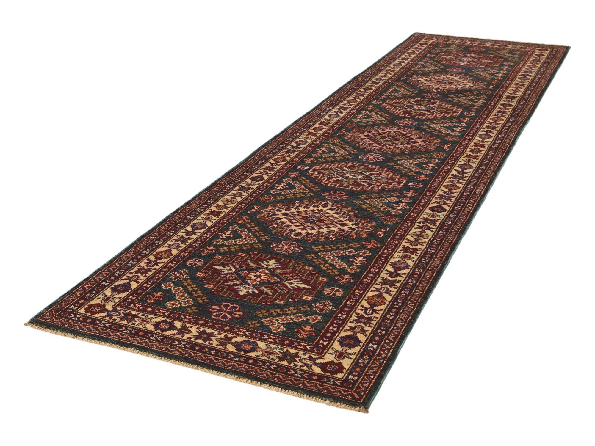 2' 7 x 10' Hand Knotted Kazak Runner Rug