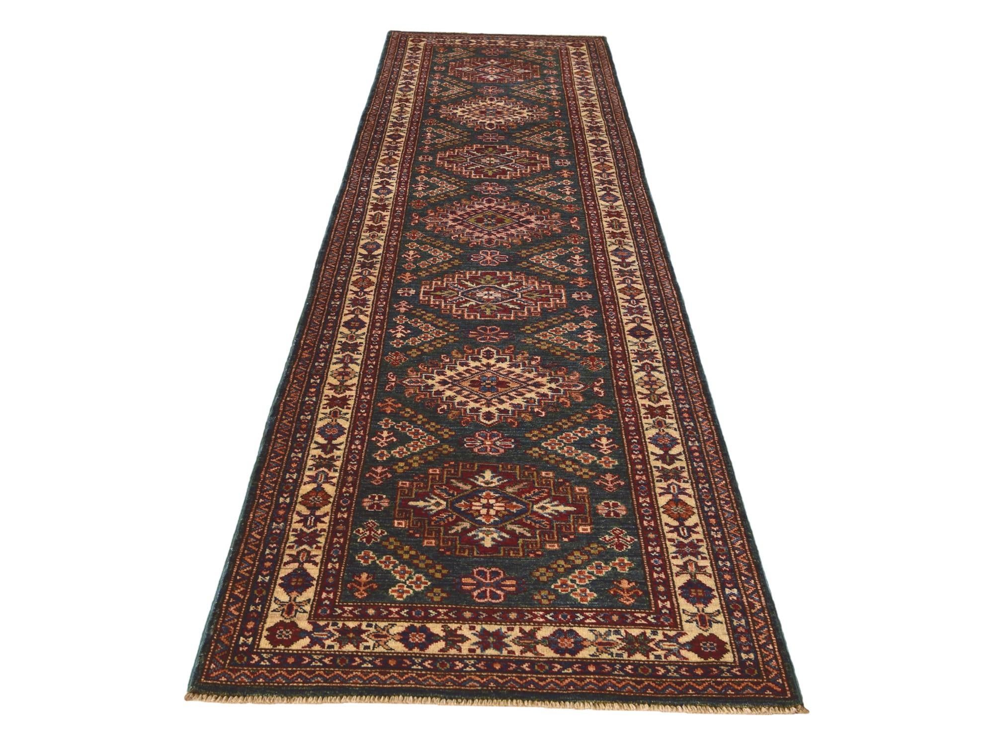 2' 7 x 10' Hand Knotted Kazak Runner Rug