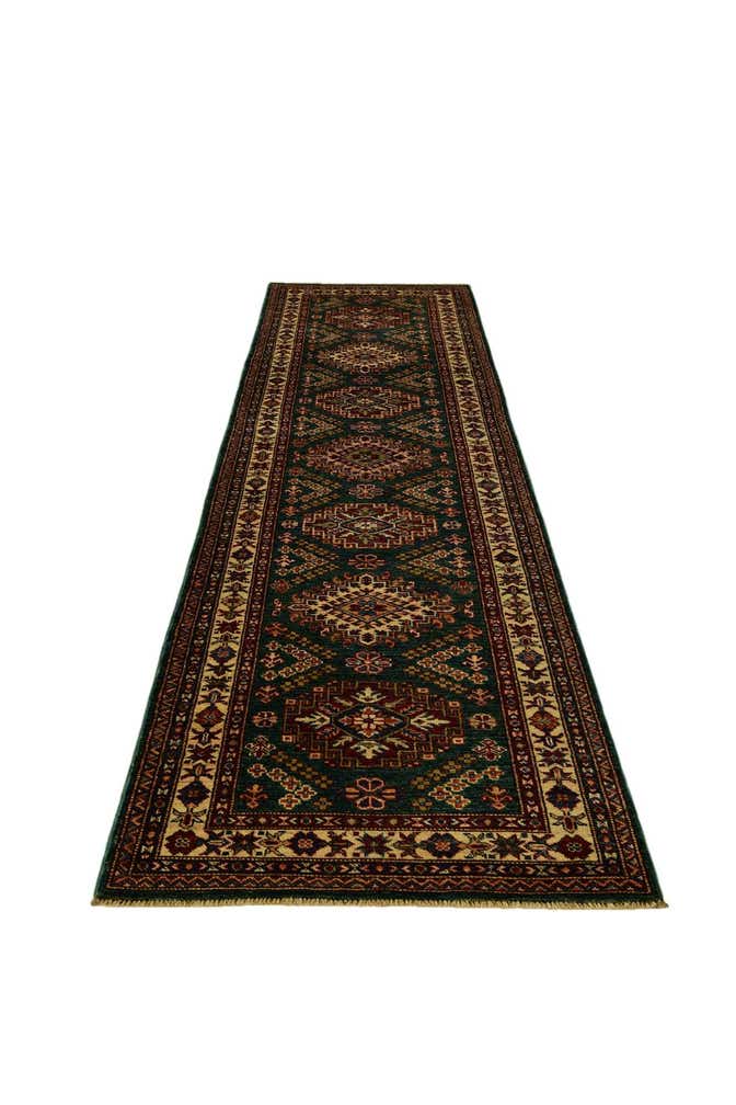 2' 7 x 10' Hand Knotted Kazak Runner Rug