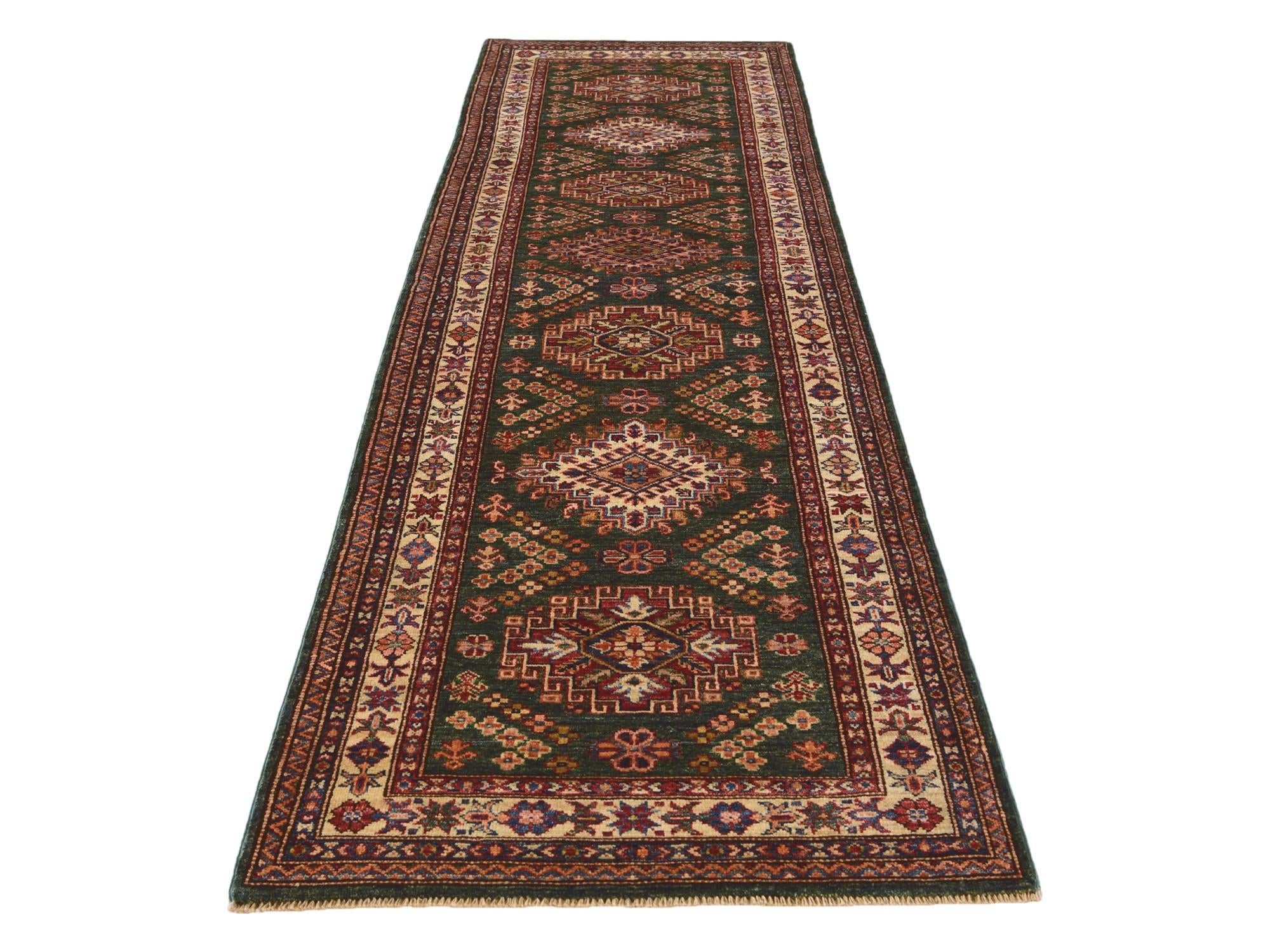 2' 8 x 9' 2 Hand Knotted Kazak Runner Rug