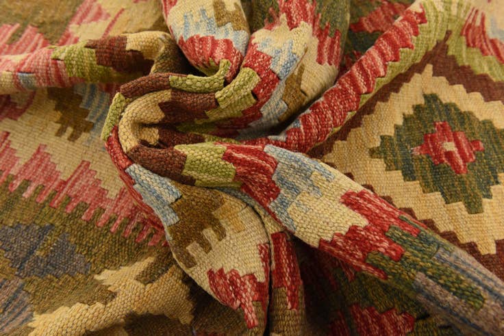 Detail image of 100cm x 190cm Hand Woven Kilim Maymana Wool Runner Rug
