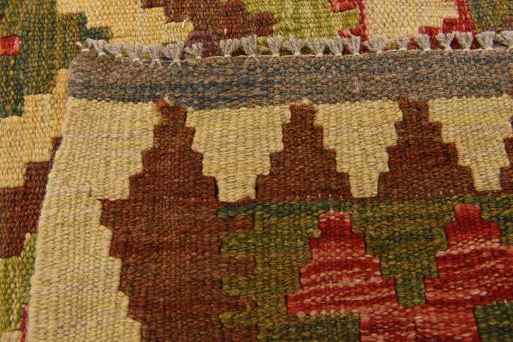 100cm x 190cm Hand Woven Kilim Maymana Wool Runner Rug