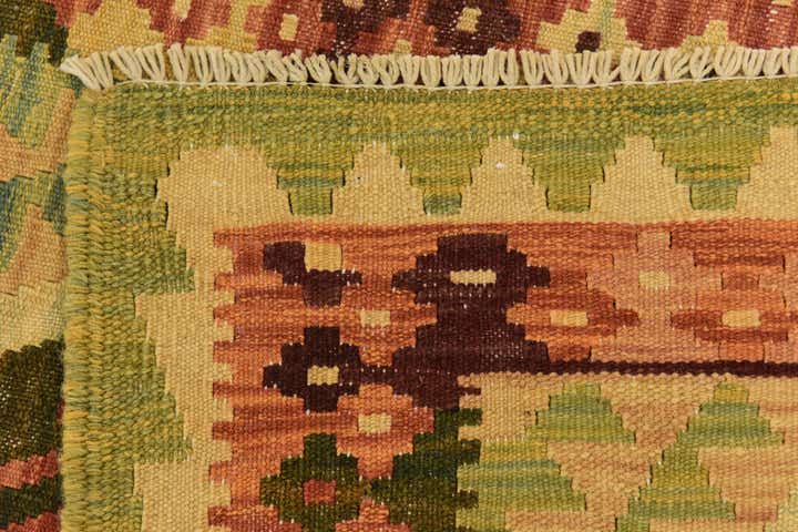 2' 9 x 9' 7 Hand Woven Kilim Maymana Wool Runner Rug