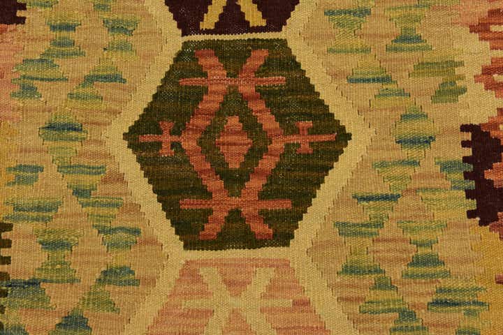 2' 9 x 9' 7 Hand Woven Kilim Maymana Wool Runner Rug