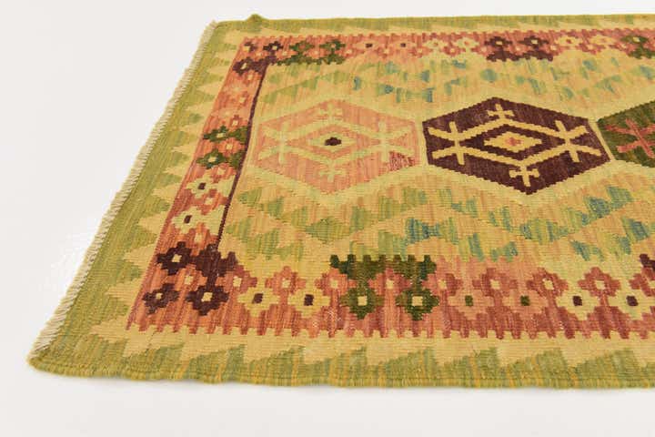 2' 9 x 9' 7 Hand Woven Kilim Maymana Wool Runner Rug