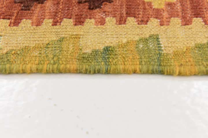 2' 9 x 9' 7 Hand Woven Kilim Maymana Wool Runner Rug