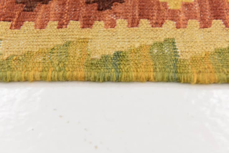 Detail image of 2' 9 x 9' 7 Hand Woven Kilim Maymana Wool Runner Rug