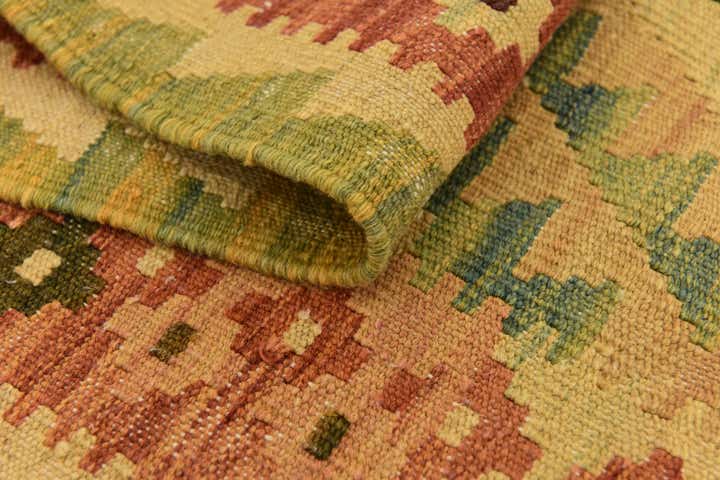 2' 9 x 9' 7 Hand Woven Kilim Maymana Wool Runner Rug