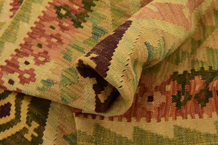 2' 9 x 9' 7 Hand Woven Kilim Maymana Wool Runner Rug