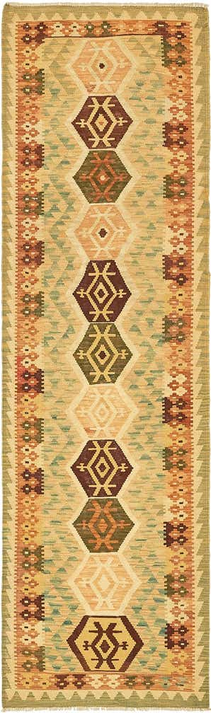 2' 9 x 9' 7 Hand Woven Kilim Maymana Wool Runner Rug