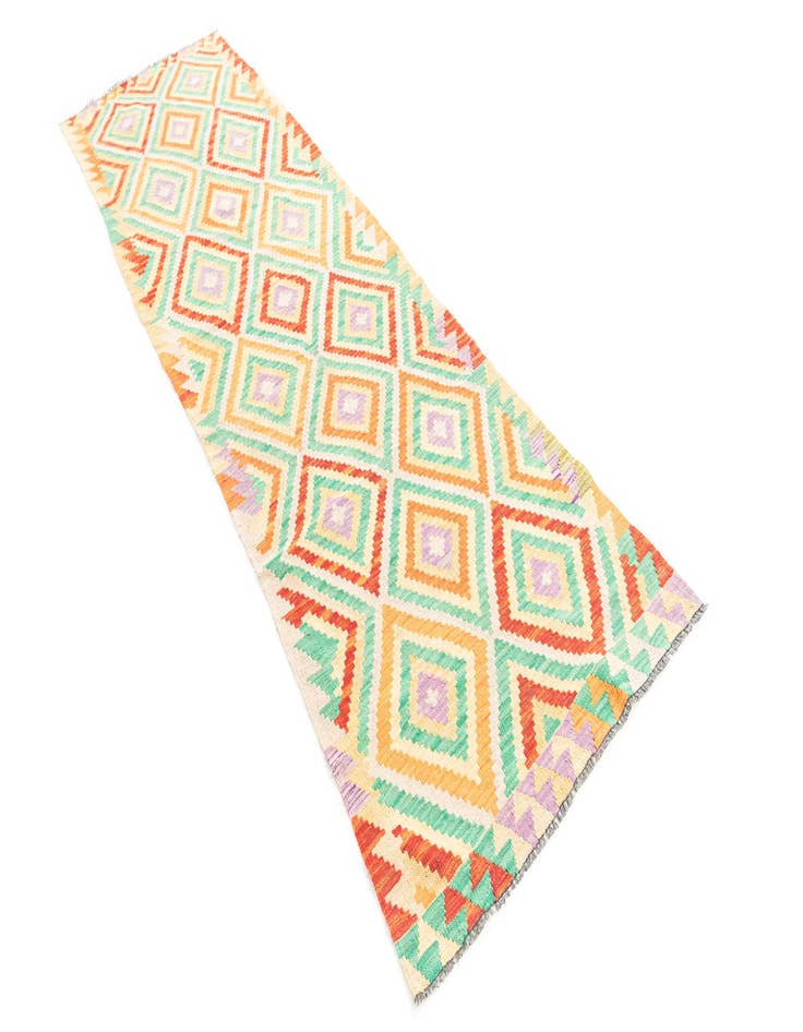 Detail image of 2' 9 x 10' 3  Hand Woven Kilim Maymana Wool Runner Rug