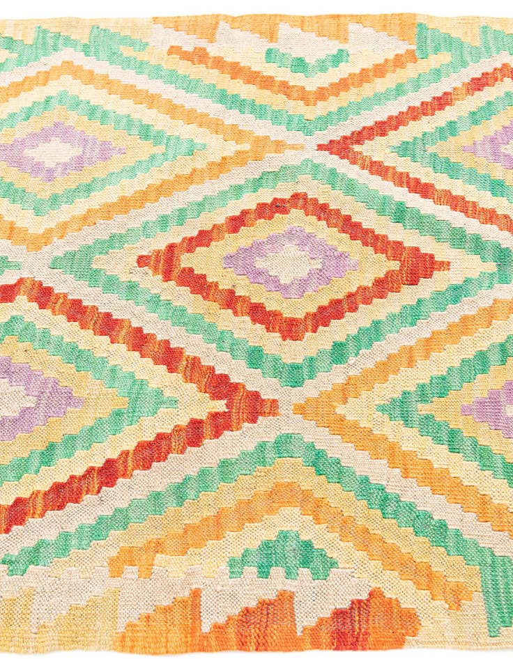 Detail image of 2' 9 x 10' 3  Hand Woven Kilim Maymana Wool Runner Rug