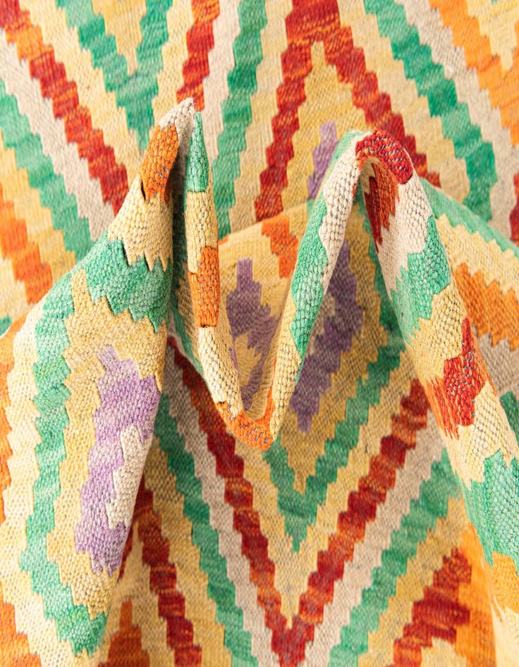 Detail image of 2' 9 x 10' 3  Hand Woven Kilim Maymana Wool Runner Rug