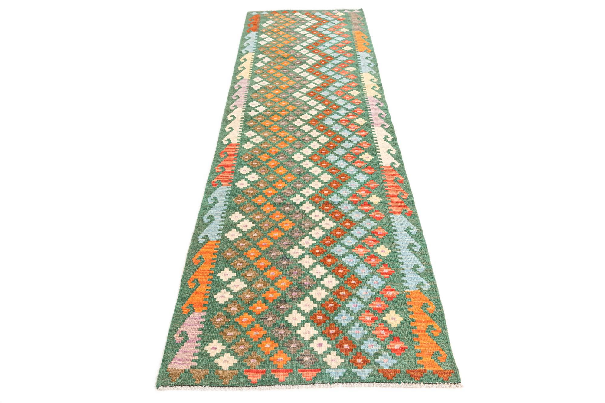 80cm x 295cm Tejido a mano Kilim Maymana Alfombra Lana Pasillera