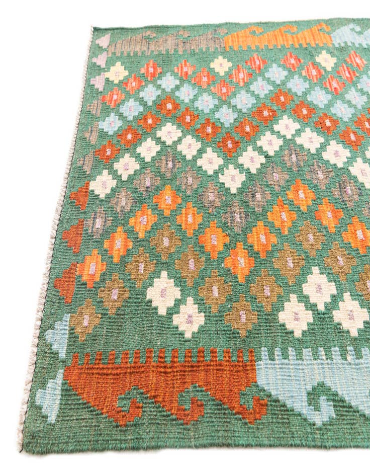 Detail image of 2' 8 x 9' 8  Hand Woven Kilim Maymana Wool Runner Rug