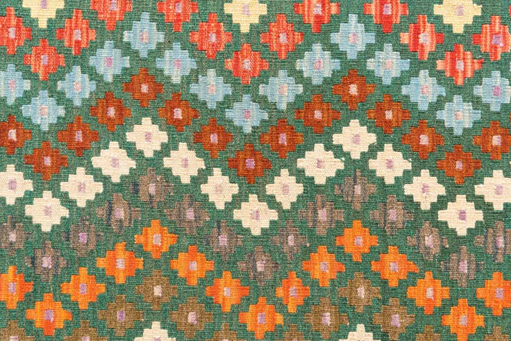Detail image of 80cm x 295cm Hand Woven Kilim Maymana Wool Runner Rug