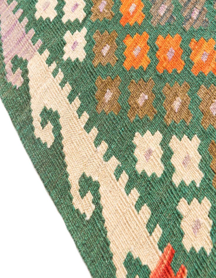 Detail image of 2' 8 x 9' 8  Hand Woven Kilim Maymana Wool Runner Rug